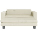 vidaXL Canapea pentru copii cu taburet crem 100x50x30 cm catifea vidaXL Canapea pentru copii cu taburet crem 100x50x30 cm catifea