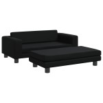 vidaXL Canapea copii cu taburet negru 100x50x30cm piele ecologică vidaXL Canapea copii cu taburet negru 100x50x30cm piele ecologică