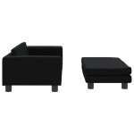 vidaXL Canapea copii cu taburet negru 100x50x30cm piele ecologică vidaXL Canapea copii cu taburet negru 100x50x30cm piele ecologică