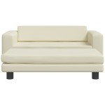 vidaXL Canapea copii cu taburet crem 100x50x30cm piele ecologică vidaXL Canapea copii cu taburet crem 100x50x30cm piele ecologică