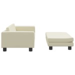 vidaXL Canapea copii cu taburet crem 100x50x30cm piele ecologică vidaXL Canapea copii cu taburet crem 100x50x30cm piele ecologică