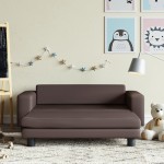 vidaXL Canapea copii cu taburet maro 100x50x30cm piele ecologică vidaXL Canapea copii cu taburet maro 100x50x30cm piele ecologică