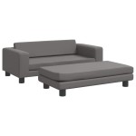 vidaXL Canapea copii cu taburet gri 100x50x30cm piele ecologică vidaXL Canapea copii cu taburet gri 100x50x30cm piele ecologică