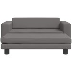 vidaXL Canapea copii cu taburet gri 100x50x30cm piele ecologică vidaXL Canapea copii cu taburet gri 100x50x30cm piele ecologică