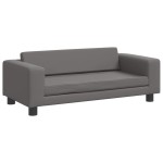 vidaXL Canapea copii cu taburet gri 100x50x30cm piele ecologică vidaXL Canapea copii cu taburet gri 100x50x30cm piele ecologică