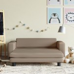 vidaXL Canapea copii cu taburet cappuccino 100x50x30cm piele ecologică vidaXL Canapea copii cu taburet cappuccino 100x50x30cm piele ecologică