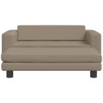 vidaXL Canapea copii cu taburet cappuccino 100x50x30cm piele ecologică vidaXL Canapea copii cu taburet cappuccino 100x50x30cm piele ecologică