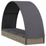 vidaXL Șezlong cu acoperiș rotund, gri, 211x57x140 cm, poliratan vidaXL Șezlong cu acoperiș rotund, gri, 211x57x140 cm, poliratan