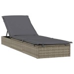 vidaXL Șezlong cu acoperiș rotund, gri, 211x57x140 cm, poliratan vidaXL Șezlong cu acoperiș rotund, gri, 211x57x140 cm, poliratan