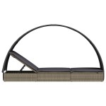 vidaXL Șezlong cu acoperiș rotund, gri, 211x57x140 cm, poliratan vidaXL Șezlong cu acoperiș rotund, gri, 211x57x140 cm, poliratan