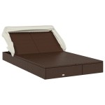 vidaXL Șezlong 2 pers. acoperiș pliabil maro 213x118x97 cm poliratan vidaXL Șezlong 2 pers. acoperiș pliabil maro 213x118x97 cm poliratan