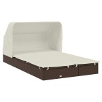 vidaXL Șezlong 2 pers. acoperiș pliabil maro 213x118x97 cm poliratan vidaXL Șezlong 2 pers. acoperiș pliabil maro 213x118x97 cm poliratan