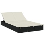 vidaXL Șezlong 2 pers. acoperiș pliabil negru 213x118x97 cm poliratan