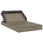 vidaXL Șezlong 2 pers. acoperiș pliabil gri 213x118x97 cm poliratan vidaXL Șezlong 2 pers. acoperiș pliabil gri 213x118x97 cm poliratan