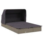vidaXL Șezlong 2 pers. acoperiș pliabil gri 213x118x97 cm poliratan vidaXL Șezlong 2 pers. acoperiș pliabil gri 213x118x97 cm poliratan