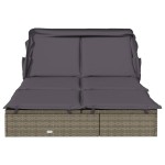 vidaXL Șezlong 2 pers. acoperiș pliabil gri 213x118x97 cm poliratan vidaXL Șezlong 2 pers. acoperiș pliabil gri 213x118x97 cm poliratan