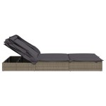 vidaXL Șezlong 2 pers. acoperiș pliabil gri 213x118x97 cm poliratan vidaXL Șezlong 2 pers. acoperiș pliabil gri 213x118x97 cm poliratan