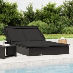 vidaXL Șezlong 2 pers. acoperiș pliabil negru 213x118x97 cm poliratan vidaXL Șezlong 2 pers. acoperiș pliabil negru 213x118x97 cm poliratan