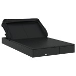 vidaXL Șezlong 2 pers. acoperiș pliabil negru 213x118x97 cm poliratan vidaXL Șezlong 2 pers. acoperiș pliabil negru 213x118x97 cm poliratan