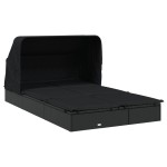 vidaXL Șezlong 2 pers. acoperiș pliabil negru 213x118x97 cm poliratan vidaXL Șezlong 2 pers. acoperiș pliabil negru 213x118x97 cm poliratan
