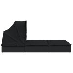 vidaXL Șezlong 2 pers. acoperiș pliabil negru 213x118x97 cm poliratan vidaXL Șezlong 2 pers. acoperiș pliabil negru 213x118x97 cm poliratan
