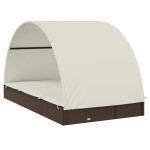 vidaXL Șezlong 2 persoane acoperiș rotund maro 211x112x140cm poliratan vidaXL Șezlong 2 persoane acoperiș rotund maro 211x112x140cm poliratan