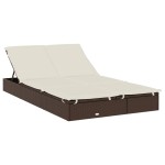vidaXL Șezlong 2 persoane acoperiș rotund maro 211x112x140cm poliratan vidaXL Șezlong 2 persoane acoperiș rotund maro 211x112x140cm poliratan