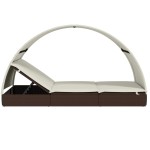 vidaXL Șezlong 2 persoane acoperiș rotund maro 211x112x140cm poliratan vidaXL Șezlong 2 persoane acoperiș rotund maro 211x112x140cm poliratan