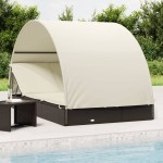 vidaXL Șezlong 2 pers. acoperiș rotund negru 211x112x140 cm poliratan vidaXL Șezlong 2 pers. acoperiș rotund negru 211x112x140 cm poliratan