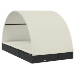 vidaXL Șezlong 2 pers. acoperiș rotund negru 211x112x140 cm poliratan vidaXL Șezlong 2 pers. acoperiș rotund negru 211x112x140 cm poliratan