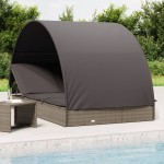 vidaXL Șezlong 2 persoane acoperiș rotund gri 211x112x140 cm poliratan vidaXL Șezlong 2 persoane acoperiș rotund gri 211x112x140 cm poliratan