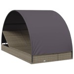 vidaXL Șezlong 2 persoane acoperiș rotund gri 211x112x140 cm poliratan vidaXL Șezlong 2 persoane acoperiș rotund gri 211x112x140 cm poliratan