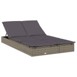 vidaXL Șezlong 2 persoane acoperiș rotund gri 211x112x140 cm poliratan vidaXL Șezlong 2 persoane acoperiș rotund gri 211x112x140 cm poliratan