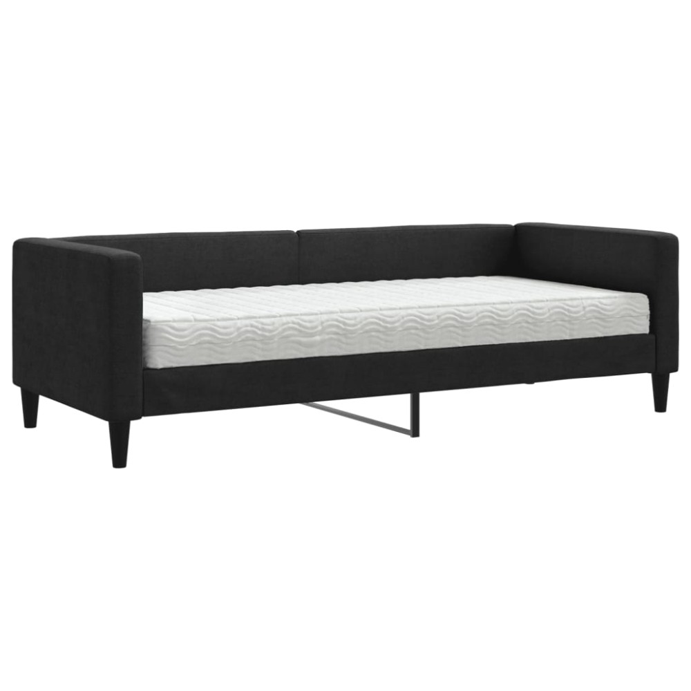 vidaXL Pat de zi cu saltea, negru, 80x200 cm, textil