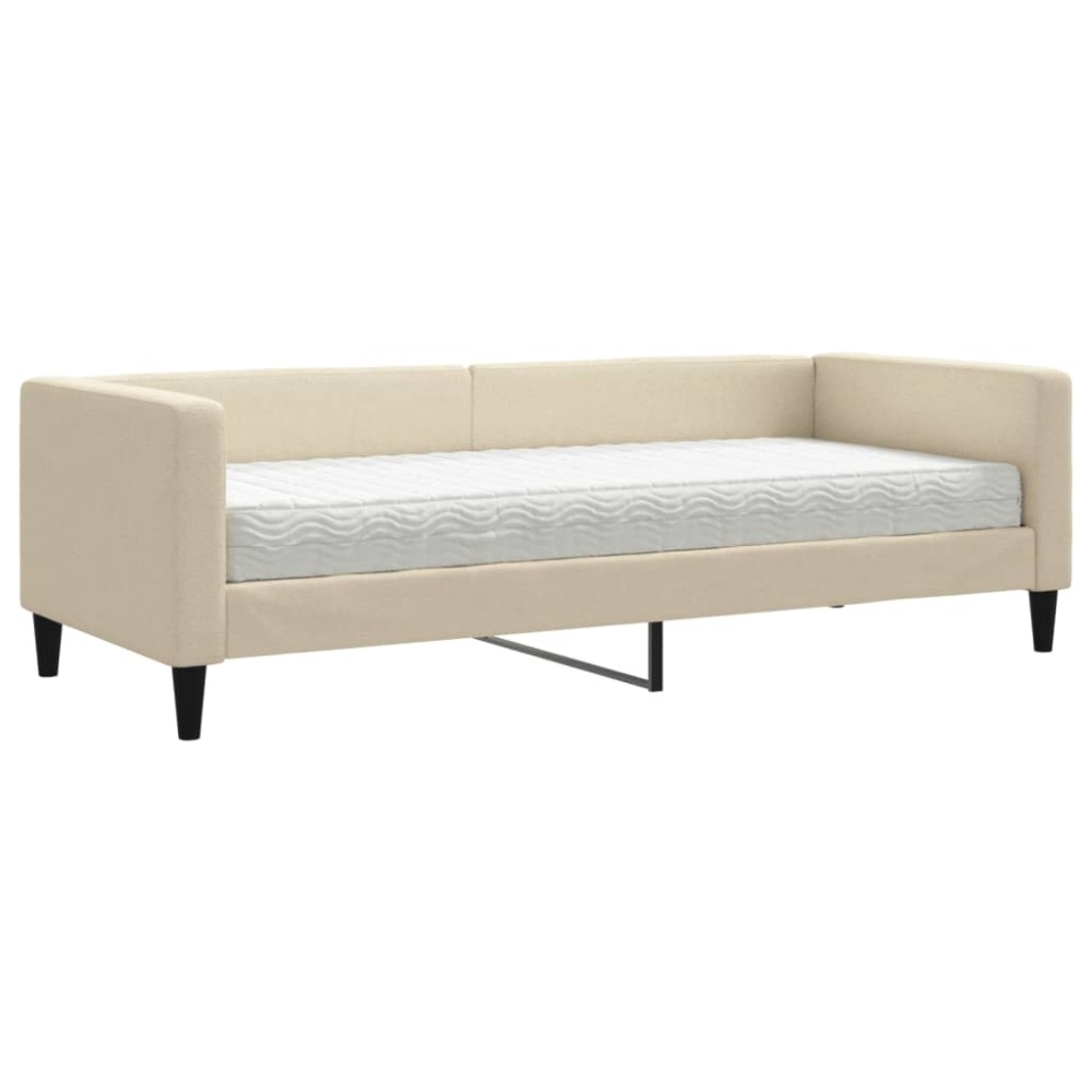 vidaXL Pat de zi cu saltea, crem, 80x200 cm, textil