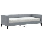 vidaXL Pat de zi cu saltea, gri deschis, 90x200 cm, textil vidaXL Pat de zi cu saltea, gri deschis, 90x200 cm, textil