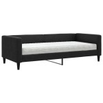 vidaXL Pat de zi cu saltea, negru, 90x200 cm, textil