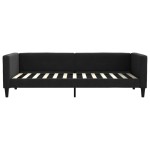 vidaXL Pat de zi cu saltea, negru, 90x200 cm, textil