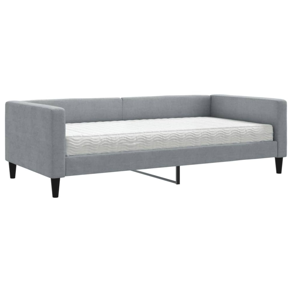 vidaXL Pat de zi cu saltea, gri deschis, 100x200 cm, textil