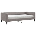 vidaXL Pat de zi cu saltea, gri taupe, 100x200 cm, textil