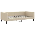 vidaXL Pat de zi cu saltea, crem, 100x200 cm, textil