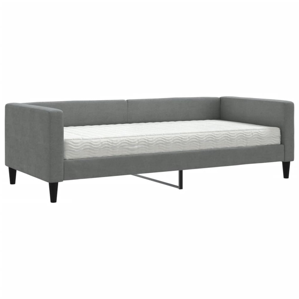 vidaXL Pat de zi cu saltea, gri închis, 90x190 cm, textil