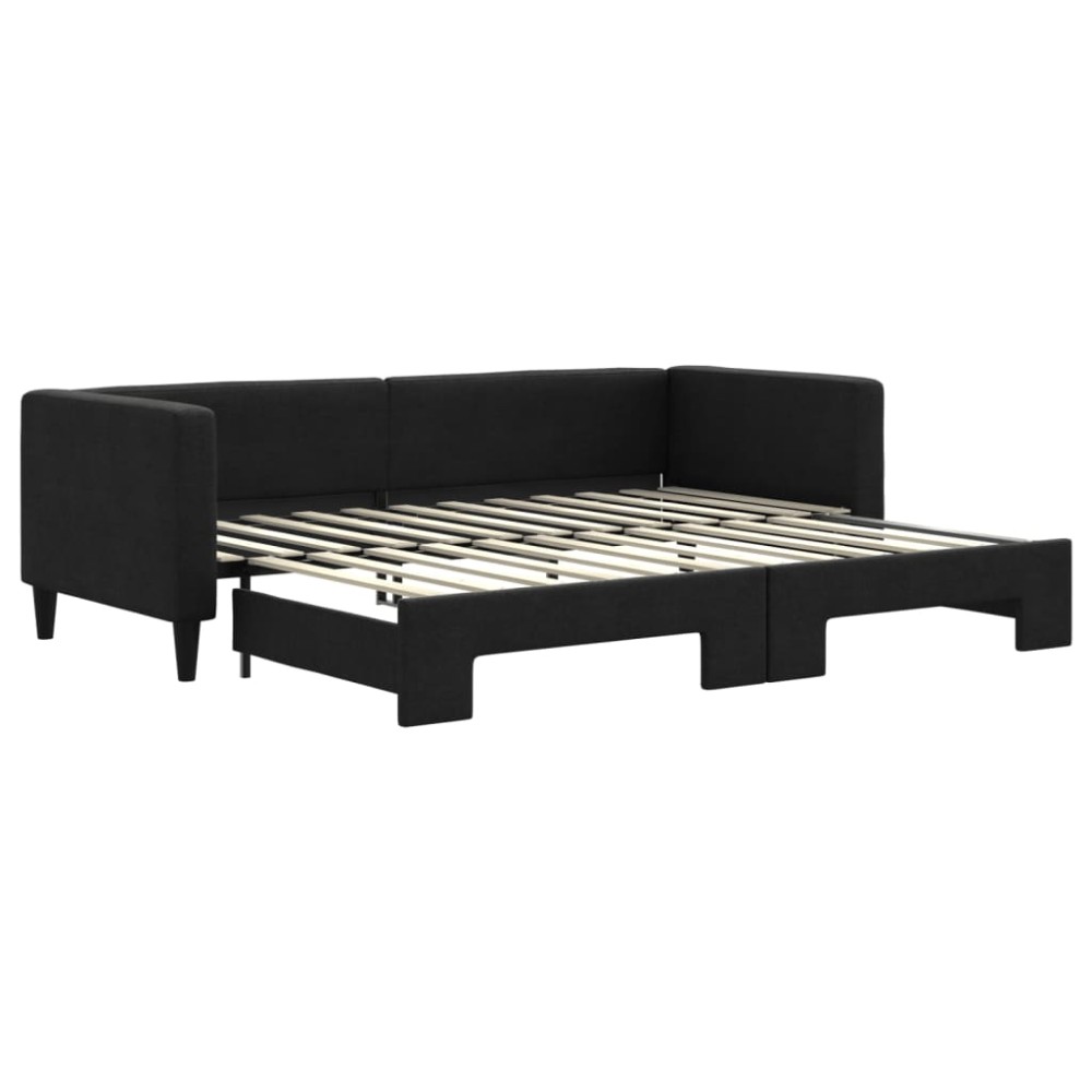 vidaXL Pat de zi cu extensie, negru, 80x200 cm, textil