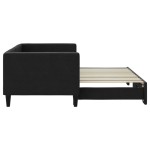 vidaXL Pat de zi cu extensie, negru, 80x200 cm, textil vidaXL Pat de zi cu extensie, negru, 80x200 cm, textil