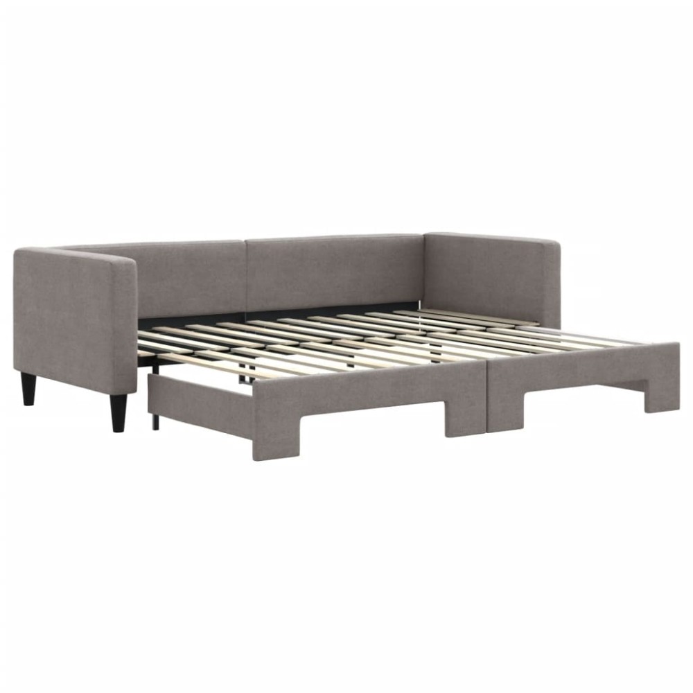 vidaXL Pat de zi cu extensie, gri taupe, 80x200 cm, textil