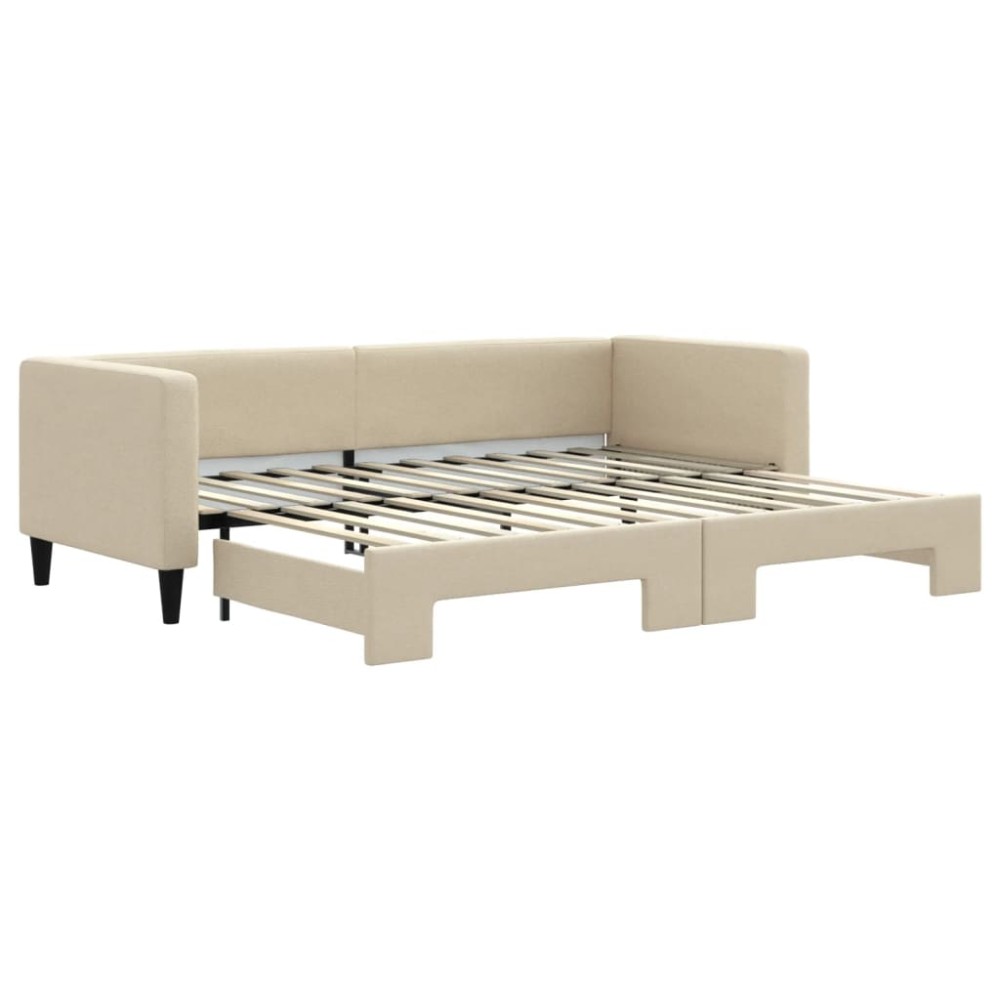 vidaXL Pat de zi cu extensie, crem, 80x200 cm, textil