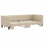 vidaXL Pat de zi cu extensie, crem, 80x200 cm, textil