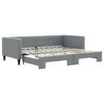 vidaXL Pat de zi cu extensie, gri deschis, 90x200 cm, textil vidaXL Pat de zi cu extensie, gri deschis, 90x200 cm, textil