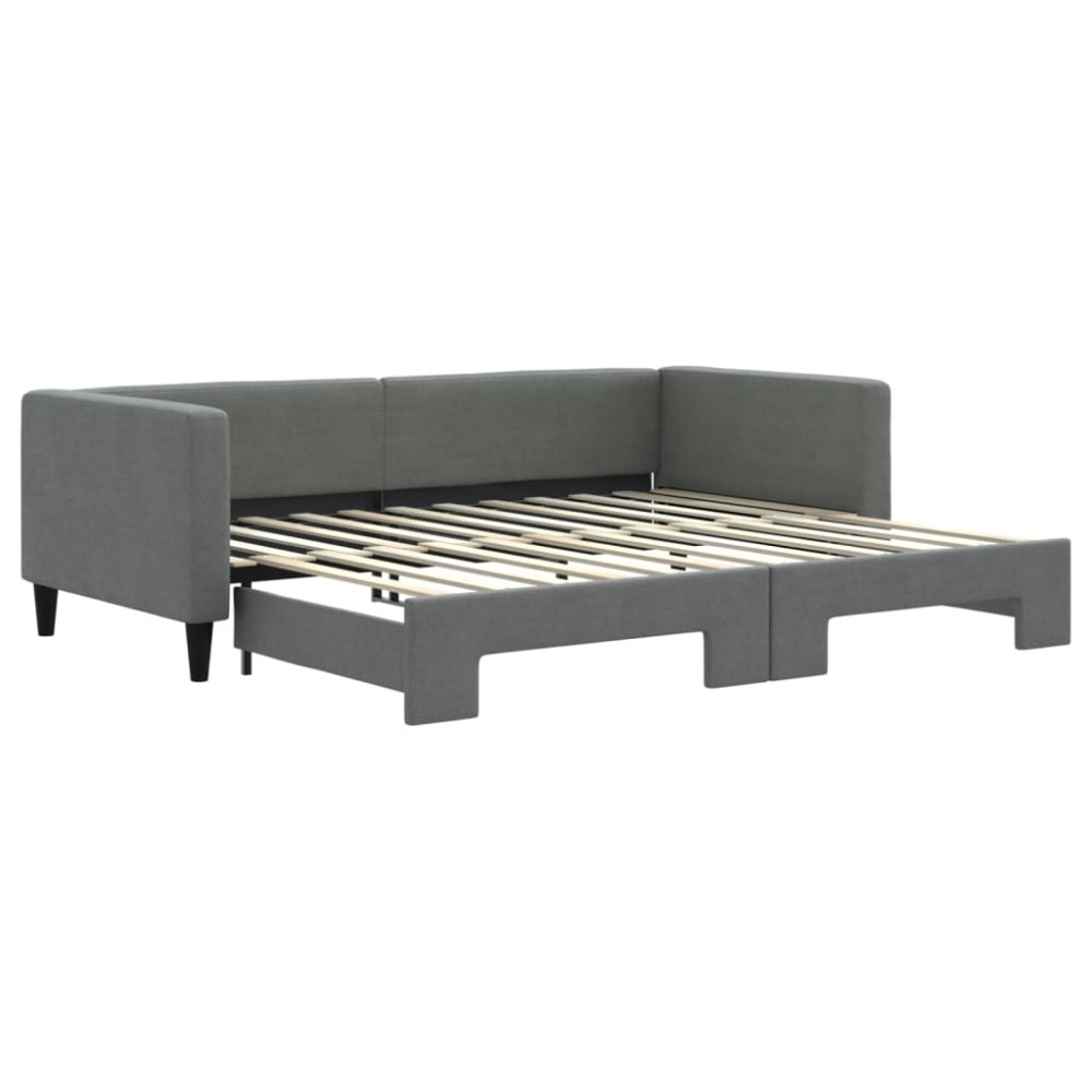 vidaXL Pat de zi cu extensie, gri închis, 90x200 cm, textil
