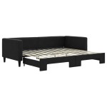 vidaXL Pat de zi cu extensie, negru, 90x200 cm, textil